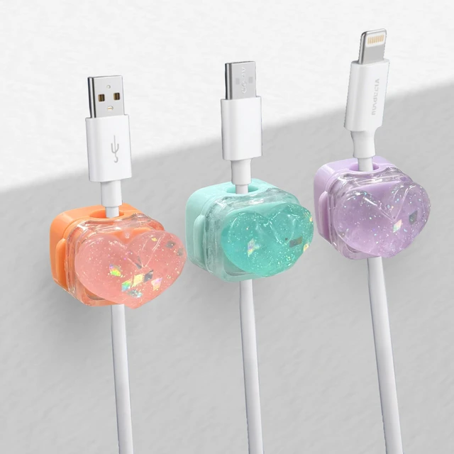 Main image of Frayot 3Pack Magnetic Cable Clips,Night-Glowing Cord Holder,Heart | Cute Charger Holder,Strong Adhesive Cable Management, For Nightstand Office Car Home Desk Wall