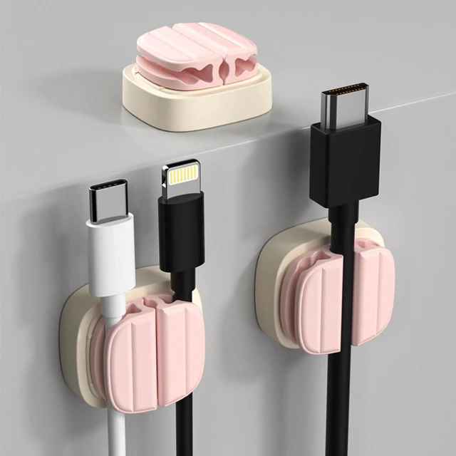 Main image of IFNOW 3-in-1 Cable Spring Holder Clips Pink 3 Pack Self Adhesive Cord Holder Under Desk Cable Management for Home,Office,Car,Desk,Nightstand