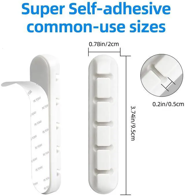 Alt view image 2 of 2 - 2 Packs Cable Clips, Cable Organizers for Cords, Cable Holder,Cord Organizer, Cord Holder for Desk,Car,Home and Office (5 Slots)White