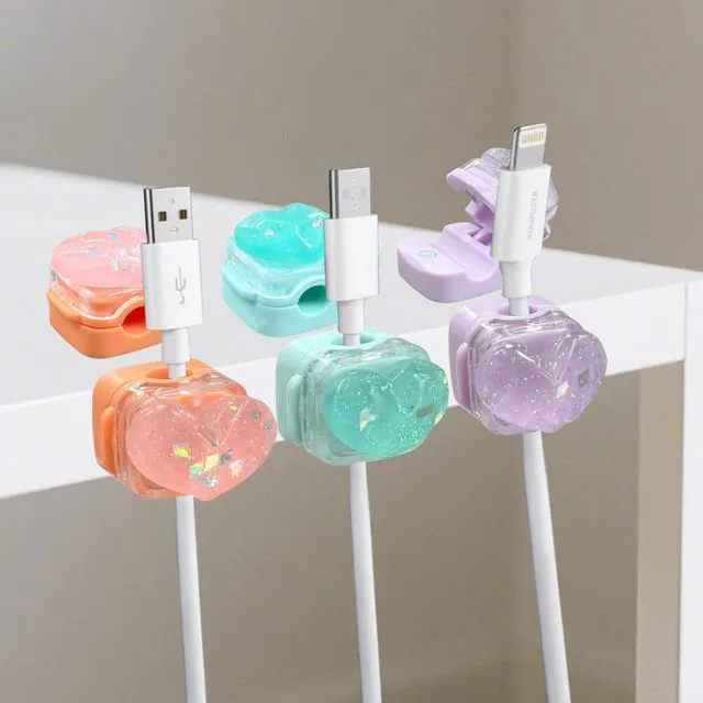 Alt view image 5 of 7 - Frayot 3Pack Magnetic Cable Clips,Night-Glowing Cord Holder,Heart | Cute Charger Holder,Strong Adhesive Cable Management, For Nightstand Office Car Home Desk Wall