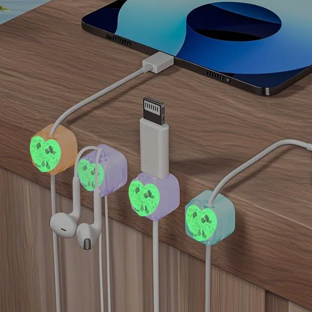 Alt view image 7 of 7 - Frayot 3Pack Magnetic Cable Clips,Night-Glowing Cord Holder,Heart | Cute Charger Holder,Strong Adhesive Cable Management, For Nightstand Office Car Home Desk Wall