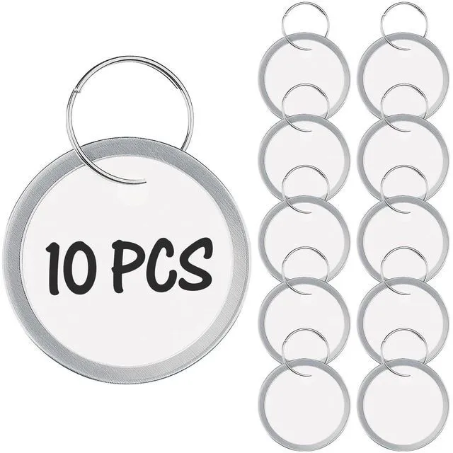 Main image of Uniclife 10 Pcs Key Tags, 1.2" Key Tags with Labels, Key Labels for Keychain, Paper Key Identifiers with Split Ring & Metal Rim, Blank Key Ring Tags for House Office & School, White