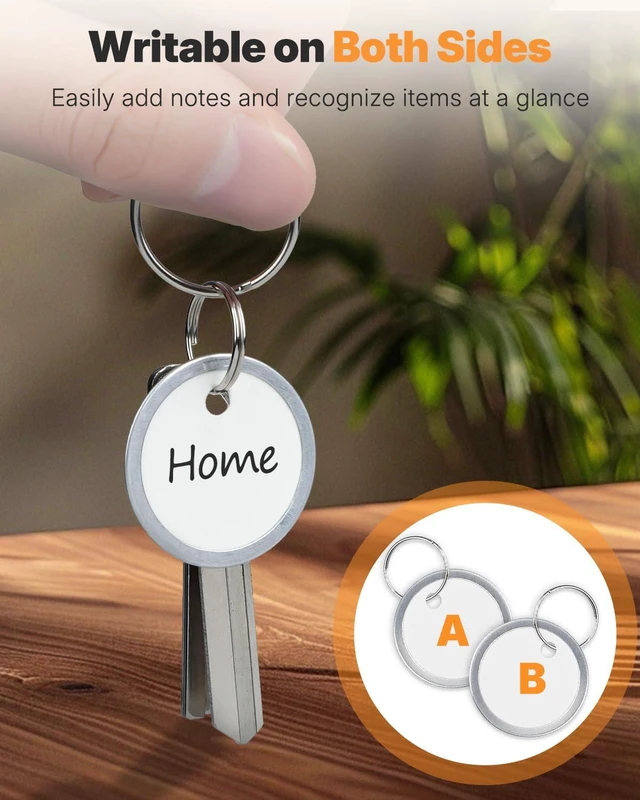 Alt view image 4 of 7 - Uniclife 10 Pcs Key Tags, 1.2" Key Tags with Labels, Key Labels for Keychain, Paper Key Identifiers with Split Ring & Metal Rim, Blank Key Ring Tags for House Office & School, White