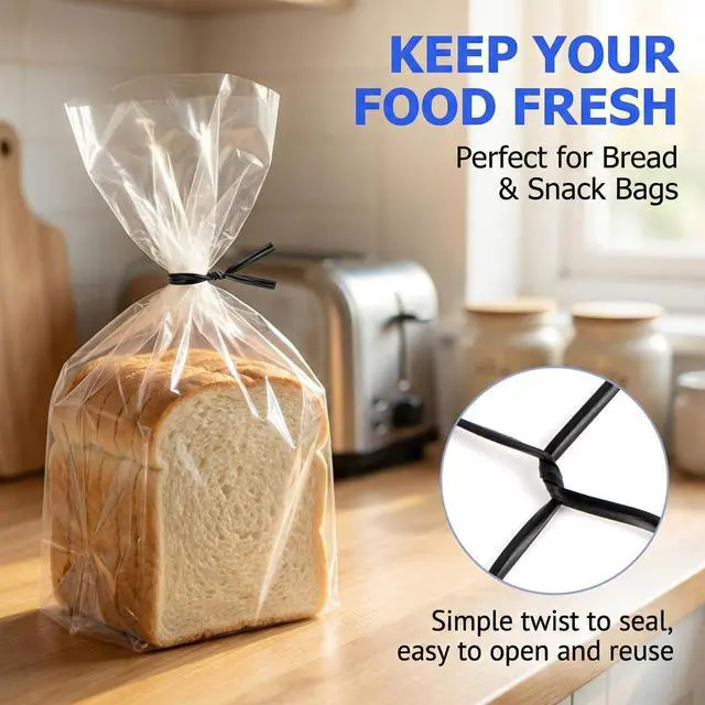 Alt view image 2 of 7 - 500PCS Black Twist Ties - 4.9" Reusable Twist Ties for Plastic Bags | Bread Tie for Party Treats, Plants, DIY Decors Crafts, Ideal for Household & Shop, Outdoor & Indoor Use
