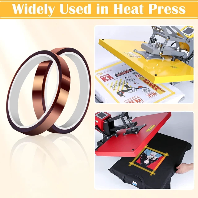 Alt view image 6 of 7 - 2 Packs Heat Resistant Tape for Heat Press Sublimation, High Temperature Heat Transfer Tape No Residue Thermal Transfer Tape for Dye Sublimation, Heat Press HTV Art DIY Craft