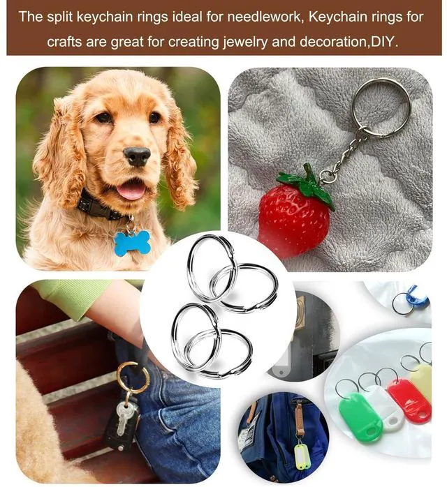 Alt view image 6 of 7 - Ring/Key Chain, 50 Pack 3/4 inches 20mm Split Round Metal Silver Keyring for Home/Car/Outdoor/Arts/Lanyards/CraftsKeys Organization