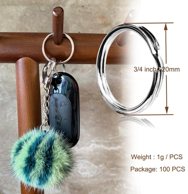 Alt view image 7 of 7 - Ring/Key Chain, 50 Pack 3/4 inches 20mm Split Round Metal Silver Keyring for Home/Car/Outdoor/Arts/Lanyards/CraftsKeys Organization