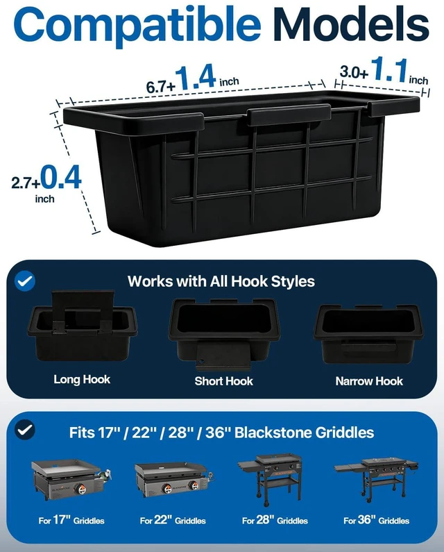 Alt view image 2 of 7 - Matchwaves 2Pack Silicone Drip Pan Liners for Blackstone Griddle 17 22 28 36 Inch, Reusable Grease Cup Liner, Grease Catcher, Grease Tray Insert for Blackstone Griddle Accessories, Black