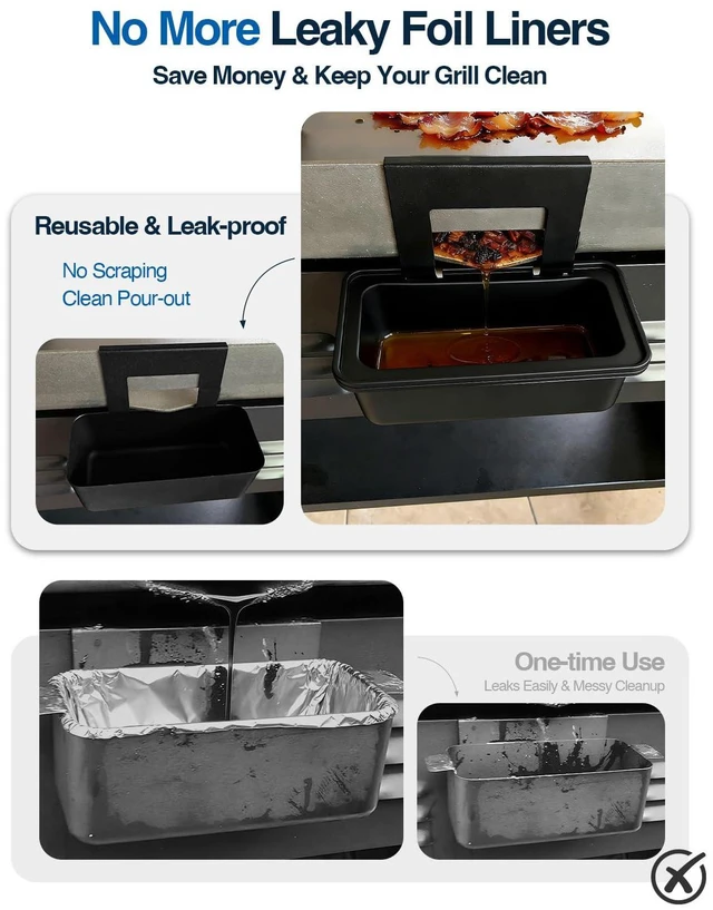 Alt view image 7 of 7 - Matchwaves 2Pack Silicone Drip Pan Liners for Blackstone Griddle 17 22 28 36 Inch, Reusable Grease Cup Liner, Grease Catcher, Grease Tray Insert for Blackstone Griddle Accessories, Black