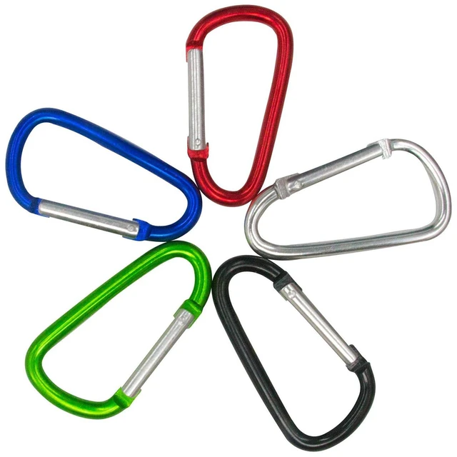 Main image of D Ring Carabiners Clip D Shape Spring Loaded Gate Small Keychain Carabiner Clip Set Outdoor Camping Lock Snap Hooks Spring Link Key Chain Durable Improved5pcs