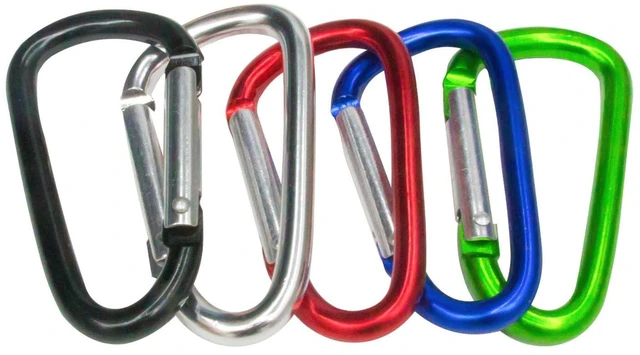 Alt view image 3 of 7 - D Ring Carabiners Clip D Shape Spring Loaded Gate Small Keychain Carabiner Clip Set Outdoor Camping Lock Snap Hooks Spring Link Key Chain Durable Improved5pcs