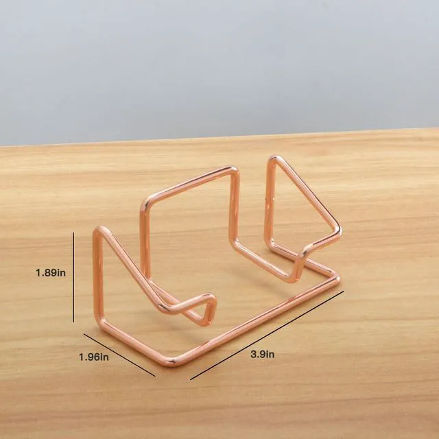 Alt view image 2 of 4 - 2 Pack Rose Gold Metal Business Card Holder,Desk Card Stand for Office Home | Versatile display holder for business cards, pens and notes, space-saving design, keeps your workspace professional and ne