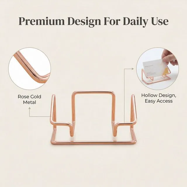 Alt view image 3 of 4 - 2 Pack Rose Gold Metal Business Card Holder,Desk Card Stand for Office Home | Versatile display holder for business cards, pens and notes, space-saving design, keeps your workspace professional and ne