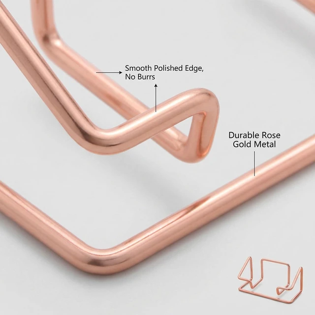 Alt view image 4 of 4 - 2 Pack Rose Gold Metal Business Card Holder,Desk Card Stand for Office Home | Versatile display holder for business cards, pens and notes, space-saving design, keeps your workspace professional and ne
