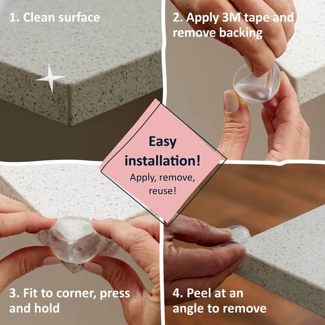 Alt view image 5 of 7 - Bebe Earth Baby Proofing Corner Protectors, 12 Furniture Corner Guards Bumpers for Table - Clear Child Safety Protector for Home, New Parents and Couples