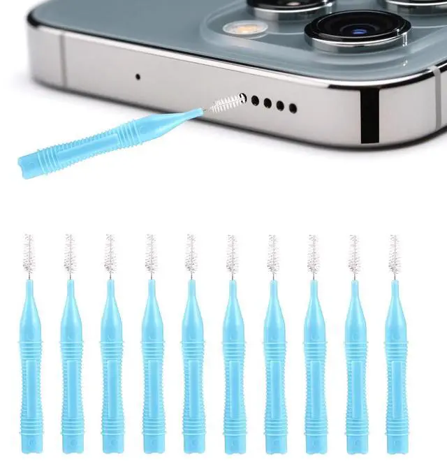 Main image of 10pcs Cell Phone Charging Port Cleaner Brushes for Apple | Anti-Clogging Small Mini Cleaning Tools Kit Speaker Charger Receiver Earphone Tablets Headphones Accessories Supplies Blue