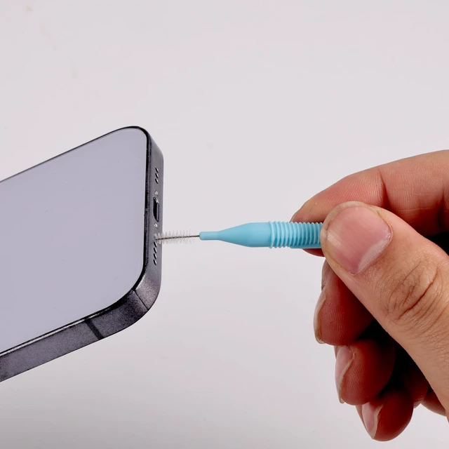 Alt view image 6 of 7 - 10pcs Cell Phone Charging Port Cleaner Brushes for Apple | Anti-Clogging Small Mini Cleaning Tools Kit Speaker Charger Receiver Earphone Tablets Headphones Accessories Supplies Blue