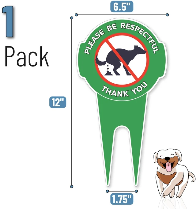 Alt view image 2 of 5 - No Dog Poop Signs for Yard, 12" x 6.5", Aluminum | Dog Poop Signs for Lawn with Stake, Weatherproof, Durable and Easy to Install