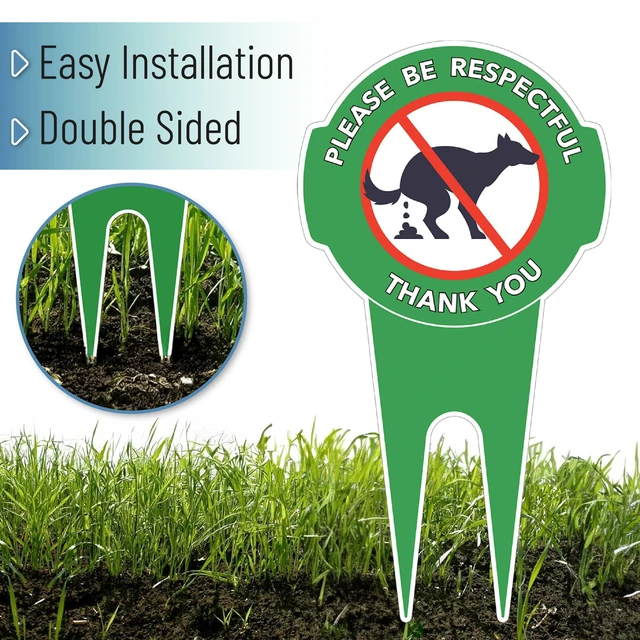 Alt view image 3 of 5 - No Dog Poop Signs for Yard, 12" x 6.5", Aluminum | Dog Poop Signs for Lawn with Stake, Weatherproof, Durable and Easy to Install