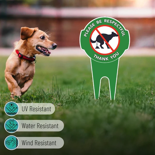 Alt view image 5 of 5 - No Dog Poop Signs for Yard, 12" x 6.5", Aluminum | Dog Poop Signs for Lawn with Stake, Weatherproof, Durable and Easy to Install