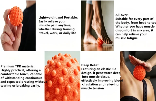 Alt view image 5 of 7 - GuaShuo 6PCS Body Massage Ball for Fasciitis Pain Relief, Tight Muscles & Sore Feet, Muscle Knots and Yoga Therapy (MQ-6PCS)