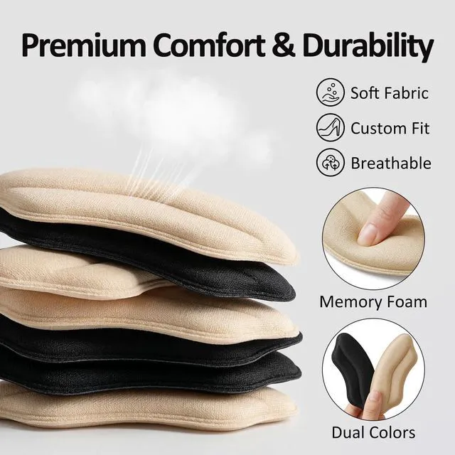 Alt view image 2 of 3 - 6 Pairs Heel Pads for Shoes, Heel Pads for High Heels, Shoe Inserts for Women, Heel Grips for Womens Mens, Foot Protectors Cushion Liners for Blisters,Heel Pain, Comfort Fillers (Beige Black)