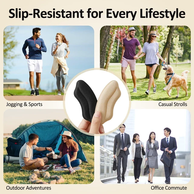 Alt view image 3 of 3 - 6 Pairs Heel Pads for Shoes, Heel Pads for High Heels, Shoe Inserts for Women, Heel Grips for Womens Mens, Foot Protectors Cushion Liners for Blisters,Heel Pain, Comfort Fillers (Beige Black)
