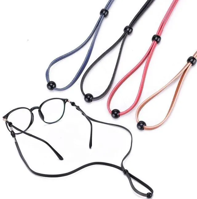 Main image of Pack of 4 Eco Leather Eyeglass Straps,Luxurious Adjustable Eyewear Retainers, Anti-slip Eyeglass Chains Lanyard, Sport Sunglass Retainer Holder Strap for Men and Women,with Free Gifts