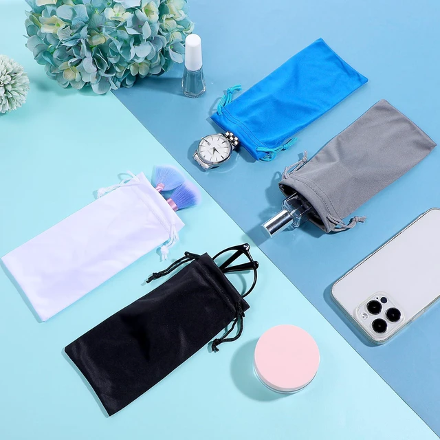 Alt view image 6 of 7 - Tucnoeu 4Pcs Glasses Pouch Microfiber Soft Sunglasses Pouch Eyeglass Pouch With Drawstring Assorted Colors for Men & Women