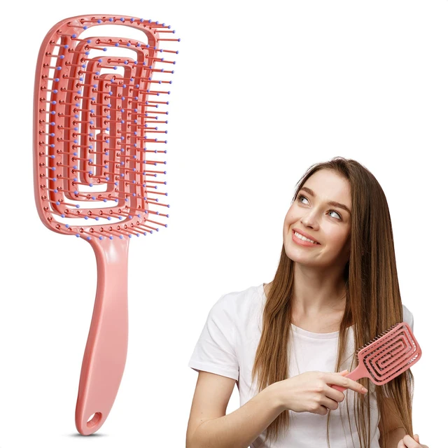 Main image of Pink Vented Hair Detangler Brush for Blow Drying, Wigs, All Curls | Lightweight, Ergonomic, Convenient Size | Suitable for Thick Hair, Every Curl Type, Wigs, Quick Styling at Home and Travel