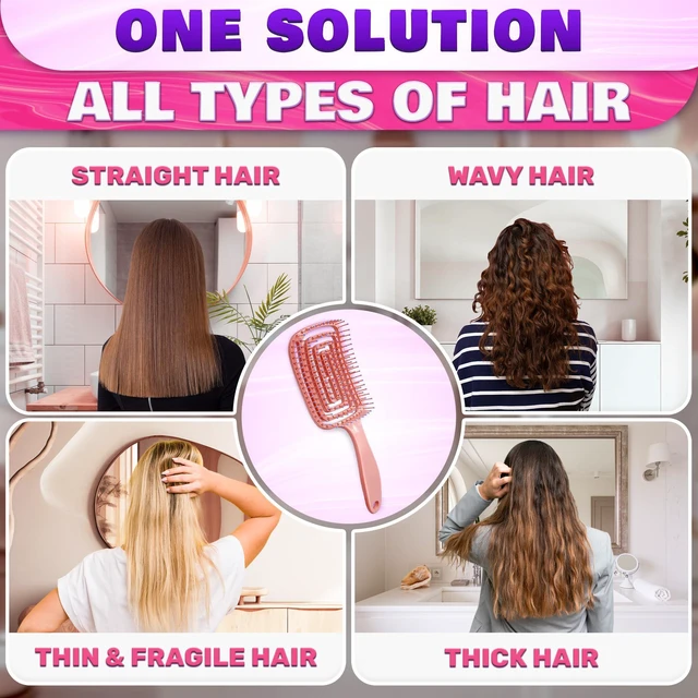Alt view image 5 of 7 - Pink Vented Hair Detangler Brush for Blow Drying, Wigs, All Curls | Lightweight, Ergonomic, Convenient Size | Suitable for Thick Hair, Every Curl Type, Wigs, Quick Styling at Home and Travel