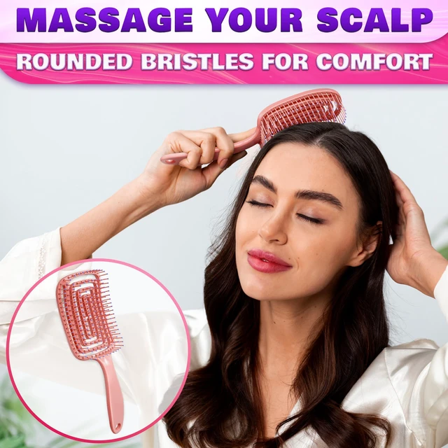 Alt view image 7 of 7 - Pink Vented Hair Detangler Brush for Blow Drying, Wigs, All Curls | Lightweight, Ergonomic, Convenient Size | Suitable for Thick Hair, Every Curl Type, Wigs, Quick Styling at Home and Travel