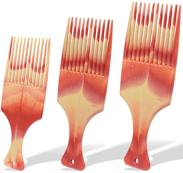 Main image of 3-Piece Dual-Color Fork Comb Set for Hair Styling, Wide-Tooth Thick Hair Comb, for Smooth Lift and Braid Work