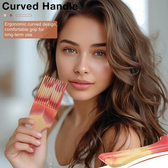 Alt view image 4 of 7 - 3-Piece Dual-Color Fork Comb Set for Hair Styling, Wide-Tooth Thick Hair Comb, for Smooth Lift and Braid Work