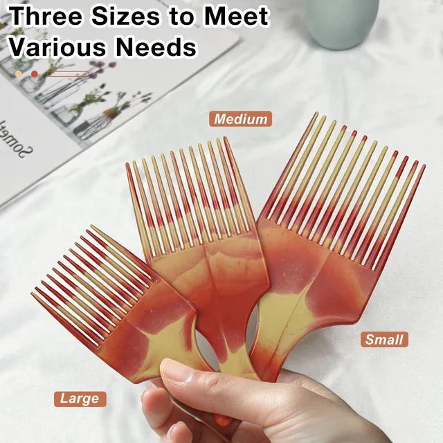 Alt view image 3 of 7 - 3-Piece Dual-Color Fork Comb Set for Hair Styling, Wide-Tooth Thick Hair Comb, for Smooth Lift and Braid Work