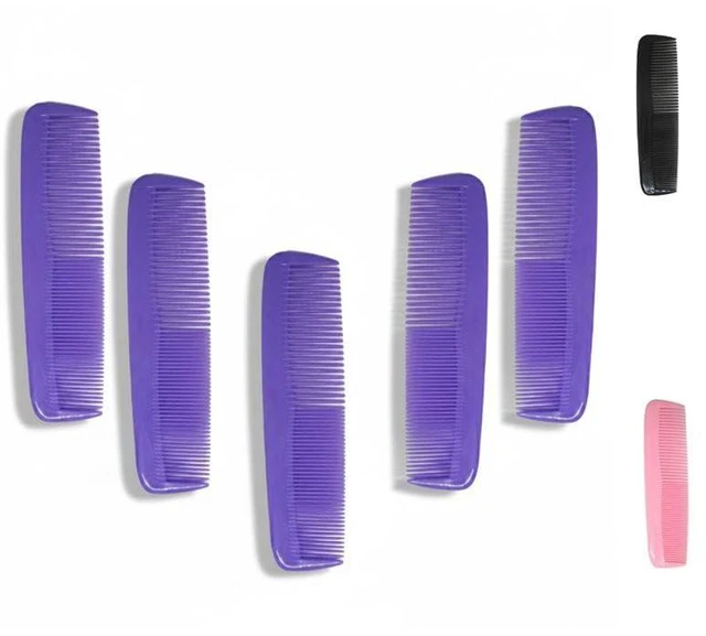Main image of 5Pack Fine Tooth Hair Combs Durable Purple Plastic Styling, Detangling & Travel Combs for Women, Men & Kids Salon Quality Grooming Tools