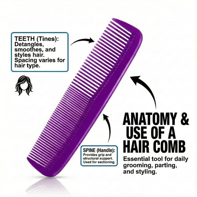 Alt view image 2 of 7 - 5Pack Fine Tooth Hair Combs Durable Purple Plastic Styling, Detangling & Travel Combs for Women, Men & Kids Salon Quality Grooming Tools