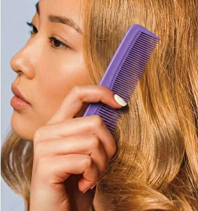 Alt view image 3 of 7 - 5Pack Fine Tooth Hair Combs Durable Purple Plastic Styling, Detangling & Travel Combs for Women, Men & Kids Salon Quality Grooming Tools