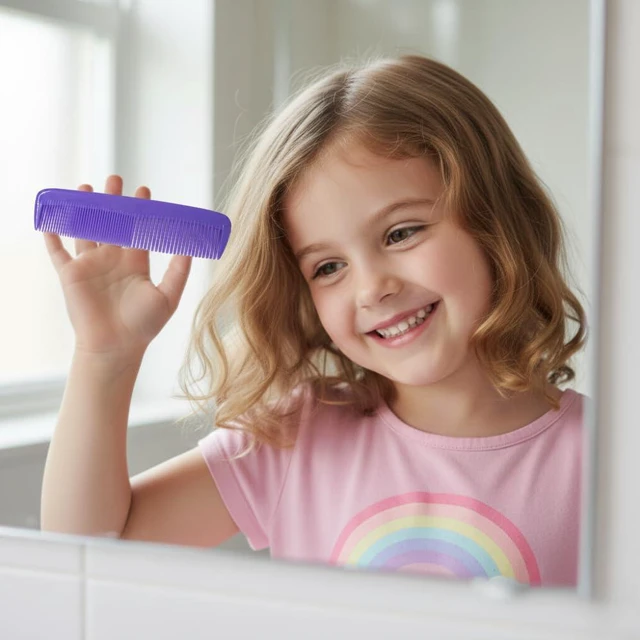 Alt view image 6 of 7 - 5Pack Fine Tooth Hair Combs Durable Purple Plastic Styling, Detangling & Travel Combs for Women, Men & Kids Salon Quality Grooming Tools