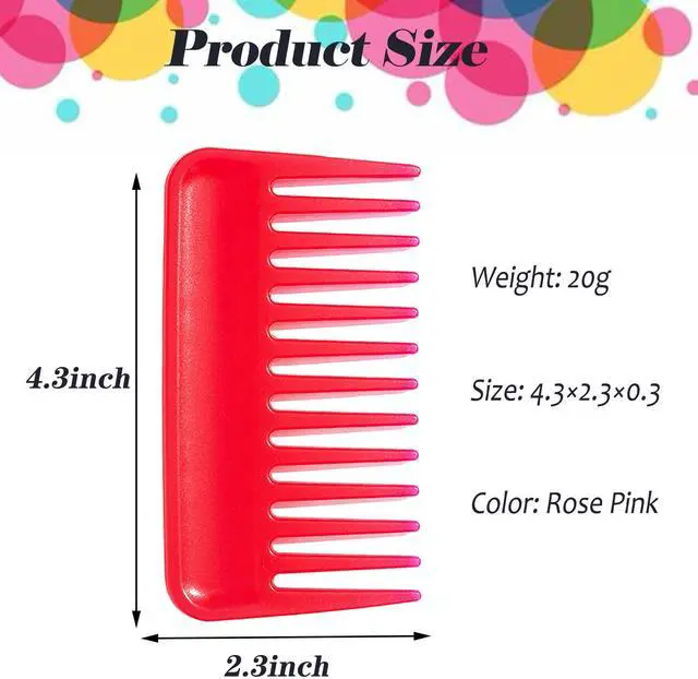 Alt view image 6 of 7 - Mini Wide Tooth Comb,Small Travel Purse Pocket Hair Combs Detangling Care Shower Beard Styling Comb for Curly Wavy Wet Dry Hair,Portable Travel Combs for Men Women (Rose Pink-Style2)