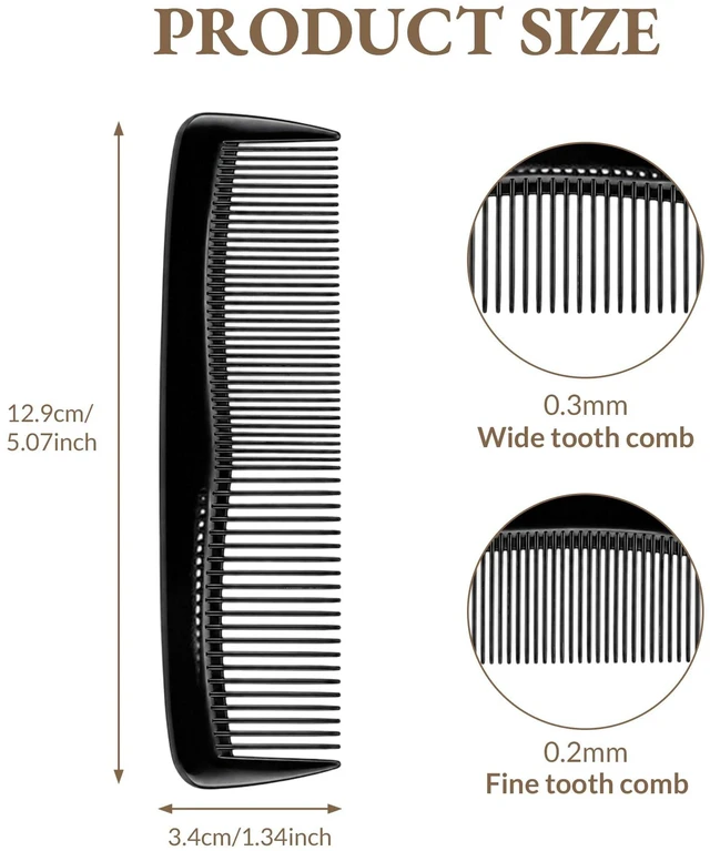 Alt view image 2 of 7 - INTARN Pocket Hair Comb & Beard Comb for Men Women 4-Pack Black | Peines Para Cabello Wide Tooth Comb & Fine Tooth Comb for All Hair Types Small Hair Comb Set for Travel or Everyday