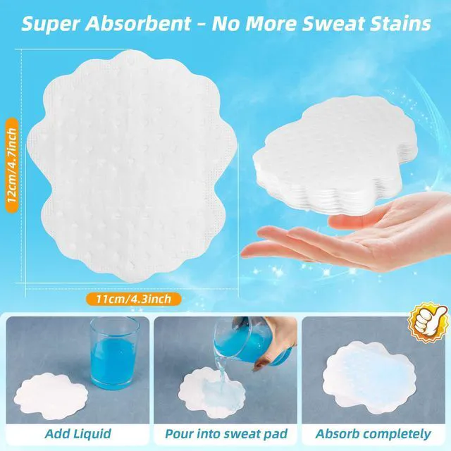 Alt view image 2 of 6 - RAINFLOW 100 Pack Underarm Sweat Pads - Armpit Sweat Pads for Women & Men | Disposable Underarm Guards, Sweat Absorbing Shield, Clothes Prontection, Comfortable & Non Visible, Comfortable Unflavored