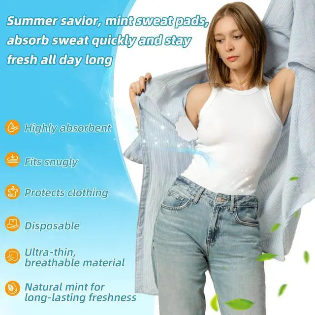 Alt view image 3 of 6 - RAINFLOW 100 Pack Underarm Sweat Pads - Armpit Sweat Pads for Women & Men | Disposable Underarm Guards, Sweat Absorbing Shield, Clothes Prontection, Comfortable & Non Visible, Comfortable Unflavored