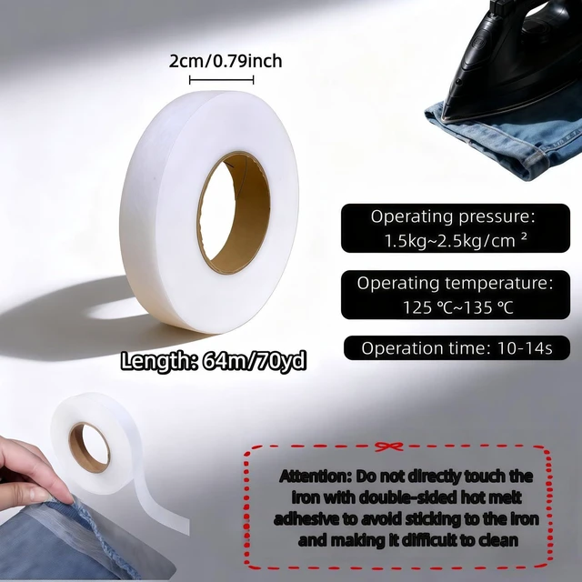 Alt view image 2 of 7 - Iron On Hemming Tape, No Sew Fabric Tape for Pants, Dresses & Curtains, Extra Strong Heat and Bond Tape, 0.79 Inch x 70 Yards, Permanent Hem Adhesive for DIY Clothing & Home Decor