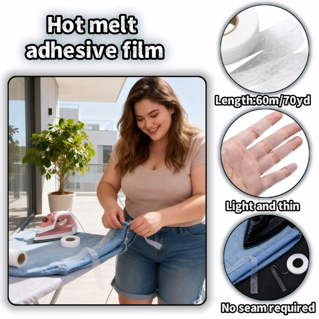Alt view image 5 of 7 - Iron On Hemming Tape, No Sew Fabric Tape for Pants, Dresses & Curtains, Extra Strong Heat and Bond Tape, 0.79 Inch x 70 Yards, Permanent Hem Adhesive for DIY Clothing & Home Decor
