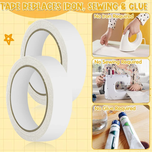 Alt view image 3 of 7 - HINGTAI 2PCS Double Sided Adhesive Fabric Tape, Heavy Duty Hemming Tape for Pants & Clothes, No Sew No Iron Needed for Hem Fixing, Crafting, Carpet Securing, Removable and Residue Free (2.54cm x 10m)