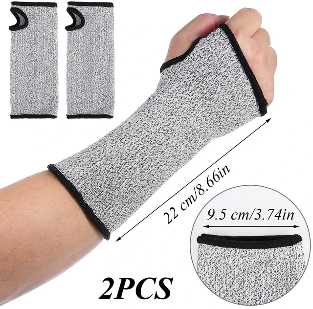 Alt view image 2 of 7 - Qianyu 2 Pairs Cut Resistant Sleeves Arm Protection Sleeves | with Thumb Holes Arm Guards for Men Women Industrial Gardening Sleeve(8.6 x 3.7 Inches Gray)