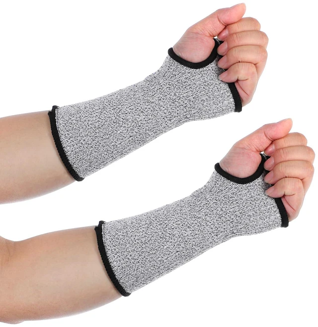 Main image of Qianyu 2 Pairs Cut Resistant Sleeves Arm Protection Sleeves | with Thumb Holes Arm Guards for Men Women Industrial Gardening Sleeve(8.6 x 3.7 Inches Gray)