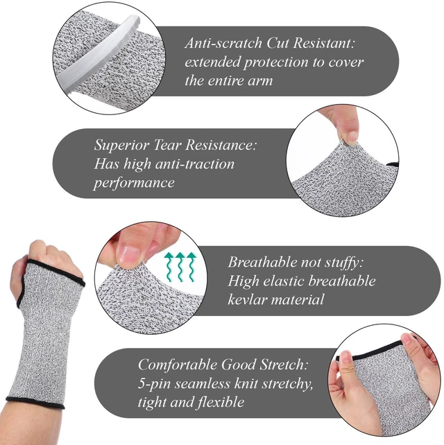 Alt view image 3 of 7 - Qianyu 2 Pairs Cut Resistant Sleeves Arm Protection Sleeves | with Thumb Holes Arm Guards for Men Women Industrial Gardening Sleeve(8.6 x 3.7 Inches Gray)