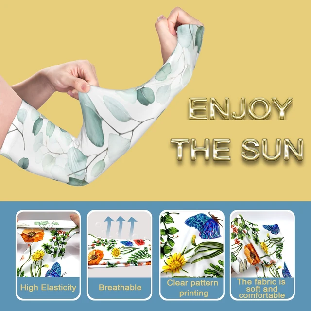 Alt view image 4 of 6 - KIEMTR Gardening Sleeves,Sun Protection Arm Cooling Sleeves for Gardening,Thorn Proof Sleeves to Cover Arms for Women Men (Green leaves, 19×5×3.5IN)